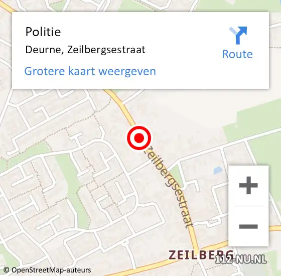Locatie op kaart van de 112 melding: Politie Deurne, Zeilbergsestraat op 29 juni 2018 12:05