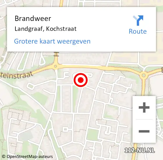 Locatie op kaart van de 112 melding: Brandweer Landgraaf, Kochstraat op 1 maart 2014 06:40