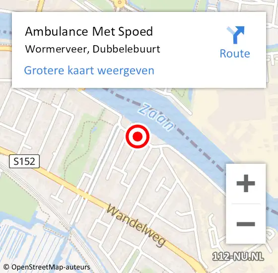 Locatie op kaart van de 112 melding: Ambulance Met Spoed Naar Wormerveer, Dubbelebuurt op 29 juni 2018 13:55