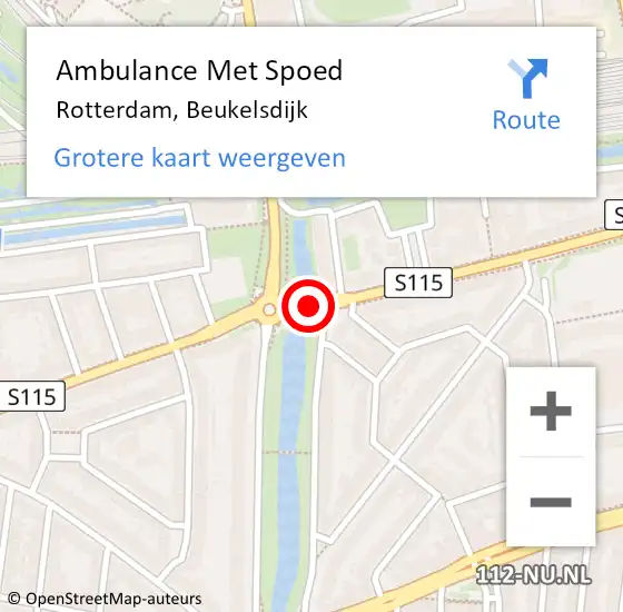 Locatie op kaart van de 112 melding: Ambulance Met Spoed Naar Rotterdam, Beukelsdijk op 29 juni 2018 16:36