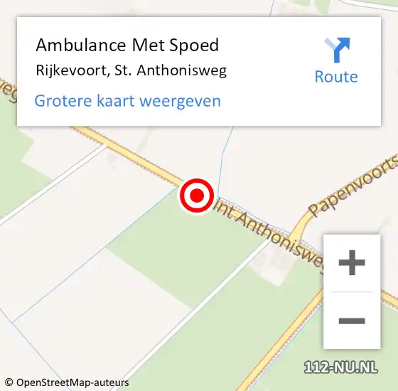 Locatie op kaart van de 112 melding: Ambulance Met Spoed Naar Rijkevoort, St. Anthonisweg op 29 juni 2018 16:36