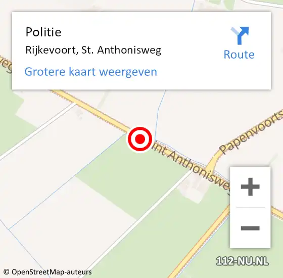 Locatie op kaart van de 112 melding: Politie Rijkevoort, St. Anthonisweg op 29 juni 2018 16:41