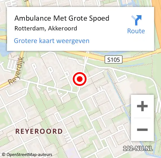 Locatie op kaart van de 112 melding: Ambulance Met Grote Spoed Naar Rotterdam, Akkeroord op 29 juni 2018 17:00
