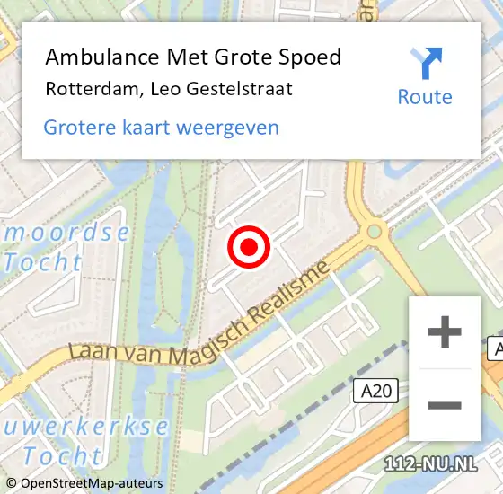 Locatie op kaart van de 112 melding: Ambulance Met Grote Spoed Naar Rotterdam, Leo Gestelstraat op 29 juni 2018 20:24