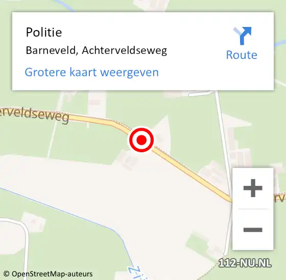 Locatie op kaart van de 112 melding: Politie Barneveld, Achterveldseweg op 29 juni 2018 21:04