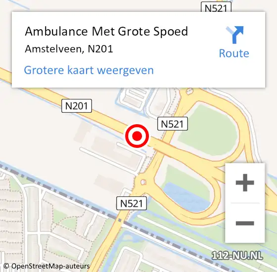Locatie op kaart van de 112 melding: Ambulance Met Grote Spoed Naar Amstelveen, N201 op 29 juni 2018 22:27