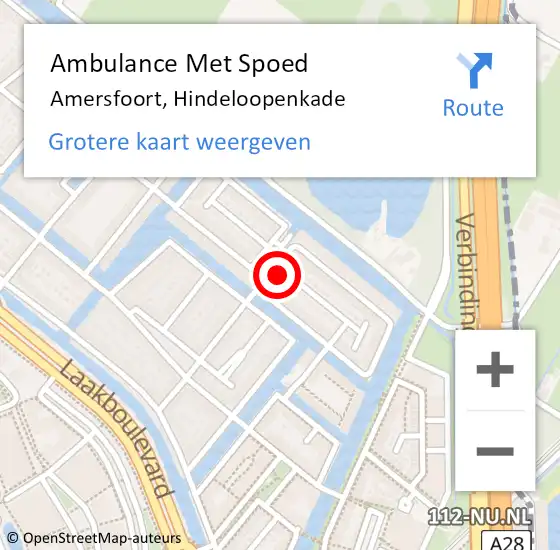 Locatie op kaart van de 112 melding: Ambulance Met Spoed Naar Amersfoort, Hindeloopenkade op 30 juni 2018 02:26