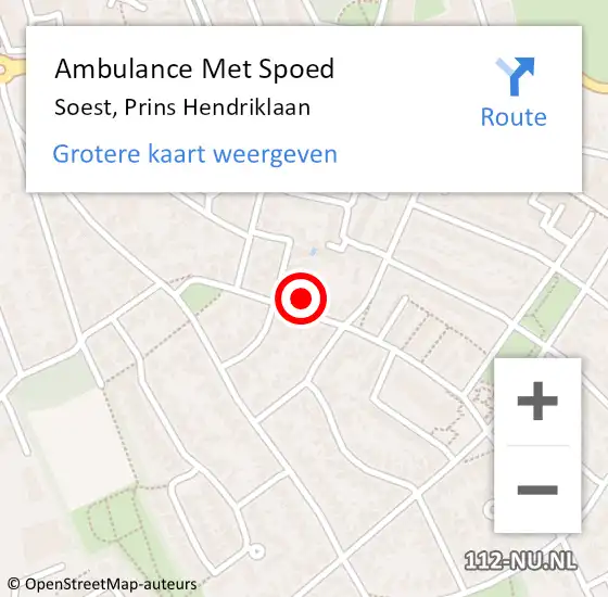 Locatie op kaart van de 112 melding: Ambulance Met Spoed Naar Soest, Prins Hendriklaan op 30 juni 2018 10:18
