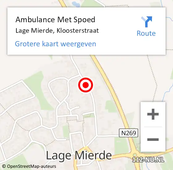 Locatie op kaart van de 112 melding: Ambulance Met Spoed Naar Lage Mierde, Kloosterstraat op 30 juni 2018 11:57