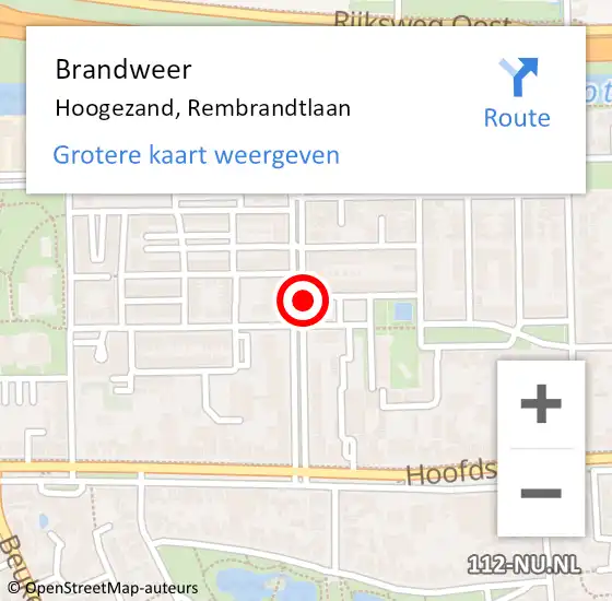 Locatie op kaart van de 112 melding: Brandweer Hoogezand, Rembrandtlaan op 30 juni 2018 13:22