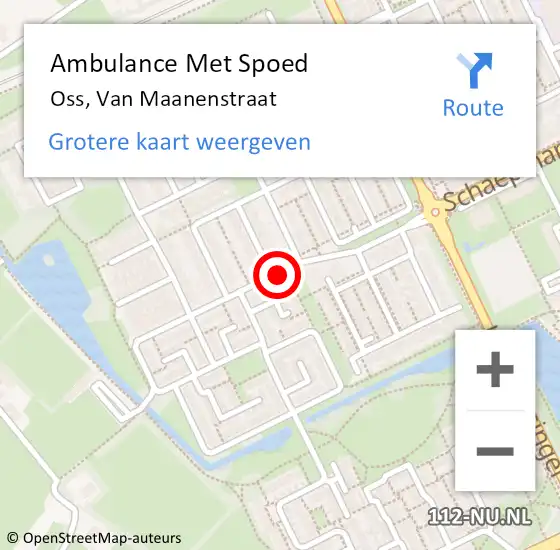 Locatie op kaart van de 112 melding: Ambulance Met Spoed Naar Oss, Van Maanenstraat op 30 juni 2018 13:54