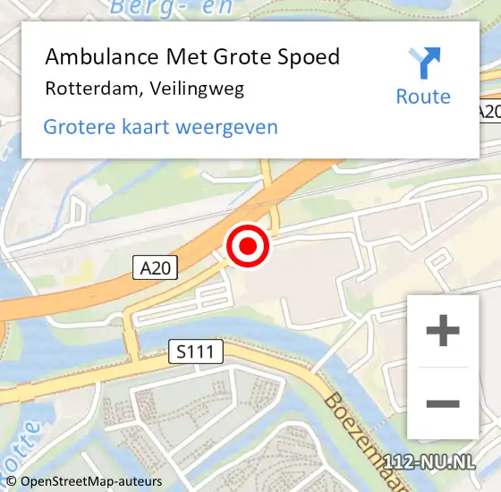 Locatie op kaart van de 112 melding: Ambulance Met Grote Spoed Naar Rotterdam, Veilingweg op 30 juni 2018 15:32