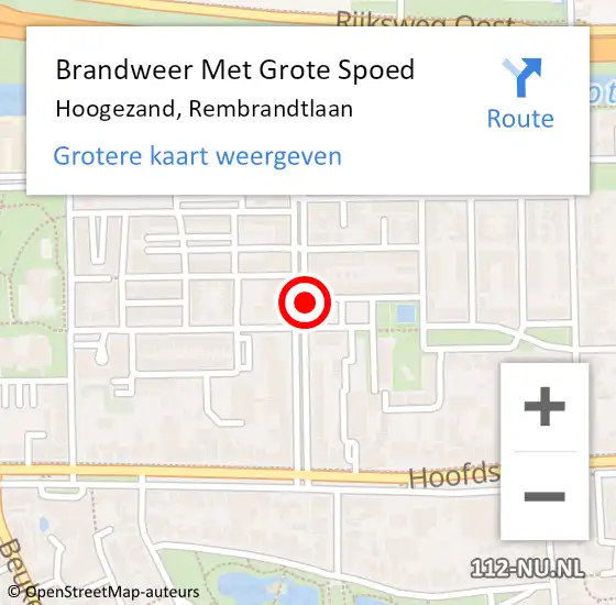 Locatie op kaart van de 112 melding: Brandweer Met Grote Spoed Naar Hoogezand, Rembrandtlaan op 30 juni 2018 16:01