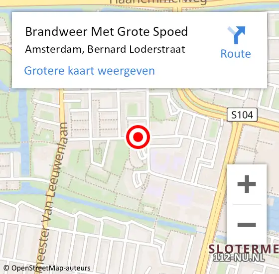 Locatie op kaart van de 112 melding: Brandweer Met Grote Spoed Naar Amsterdam, Bernard Loderstraat op 30 juni 2018 16:23