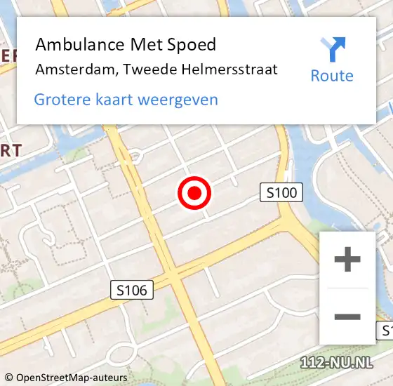 Locatie op kaart van de 112 melding: Ambulance Met Spoed Naar Amsterdam, Tweede Helmersstraat op 30 juni 2018 17:00