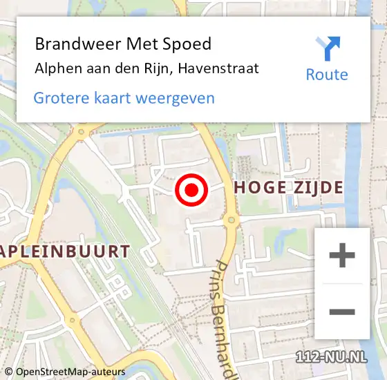 Locatie op kaart van de 112 melding: Brandweer Met Spoed Naar Alphen, Oost Havenstraat op 30 juni 2018 17:17