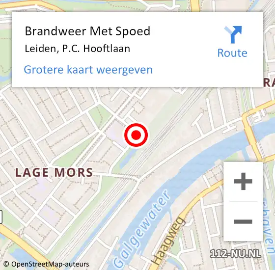 Locatie op kaart van de 112 melding: Brandweer Met Spoed Naar Leiden, P.C. Hooftlaan op 30 juni 2018 20:22