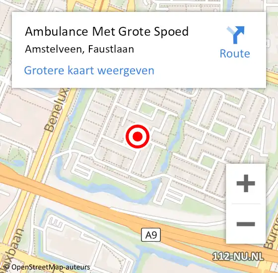 Locatie op kaart van de 112 melding: Ambulance Met Grote Spoed Naar Amstelveen, Faustlaan op 30 juni 2018 22:52