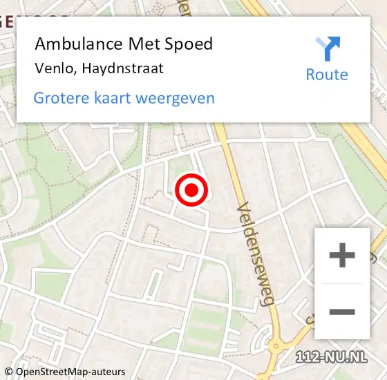 Locatie op kaart van de 112 melding: Ambulance Met Spoed Naar Venlo, Haydnstraat op 30 juni 2018 23:14