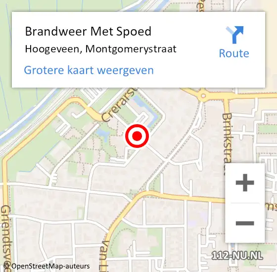 Locatie op kaart van de 112 melding: Brandweer Met Spoed Naar Hoogeveen, Montgomerystraat op 1 juli 2018 01:09