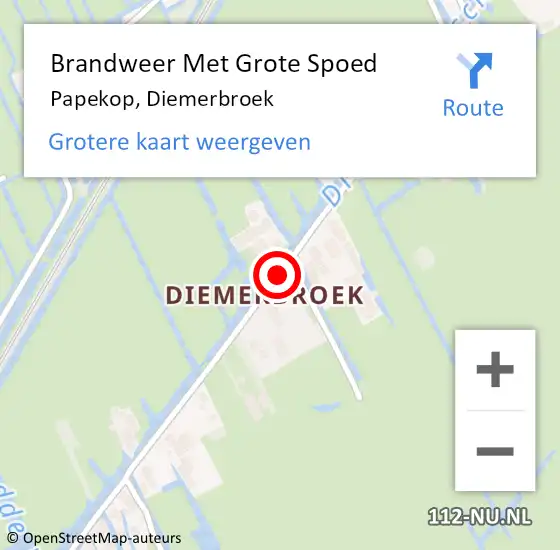Locatie op kaart van de 112 melding: Brandweer Met Grote Spoed Naar Papekop, Diemerbroek op 1 juli 2018 01:33
