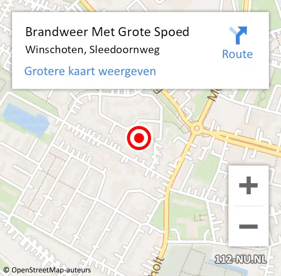 Locatie op kaart van de 112 melding: Brandweer Met Grote Spoed Naar Winschoten, Sleedoornweg op 1 maart 2014 11:42