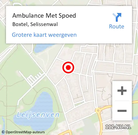 Locatie op kaart van de 112 melding: Ambulance Met Spoed Naar Boxtel, Selissenwal op 1 juli 2018 01:47
