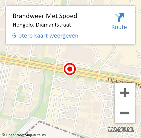 Locatie op kaart van de 112 melding: Brandweer Met Spoed Naar Hengelo, Diamantstraat op 1 juli 2018 05:02