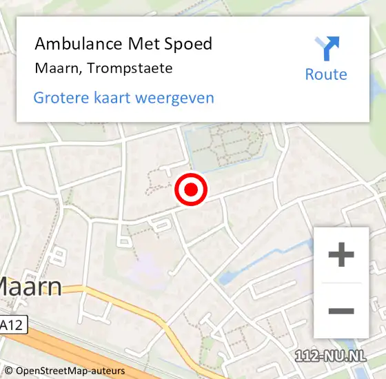 Locatie op kaart van de 112 melding: Ambulance Met Spoed Naar Maarn, Trompstaete op 1 juli 2018 09:33