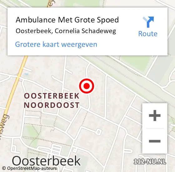 Locatie op kaart van de 112 melding: Ambulance Met Grote Spoed Naar Oosterbeek, Cornelia Schadeweg op 1 juli 2018 11:23