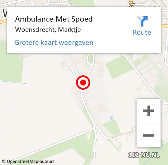 Locatie op kaart van de 112 melding: Ambulance Met Spoed Naar Woensdrecht, Marktje op 1 juli 2018 17:51