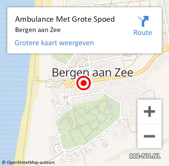 Locatie op kaart van de 112 melding: Ambulance Met Grote Spoed Naar Bergen aan Zee op 1 juli 2018 18:40