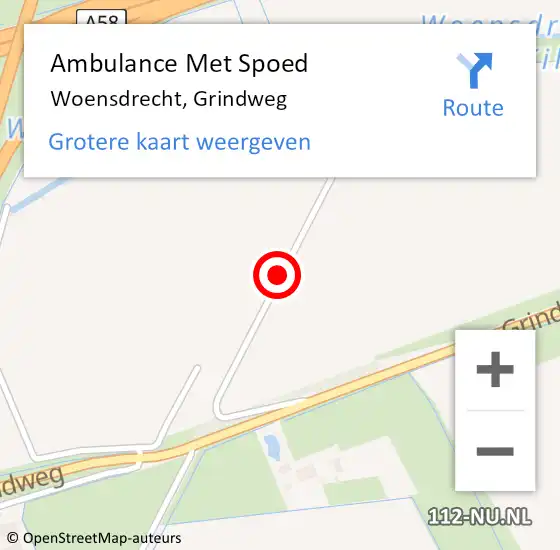 Locatie op kaart van de 112 melding: Ambulance Met Spoed Naar Woensdrecht, Grindweg op 1 juli 2018 21:13