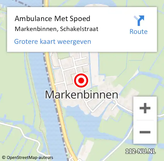 Locatie op kaart van de 112 melding: Ambulance Met Spoed Naar Markenbinnen, Schakelstraat op 1 juli 2018 22:29