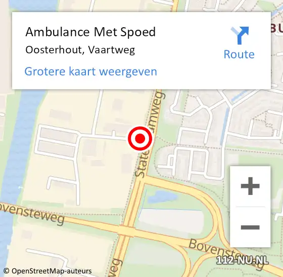 Locatie op kaart van de 112 melding: Ambulance Met Spoed Naar Oosterhout, Vaartweg op 1 juli 2018 22:29