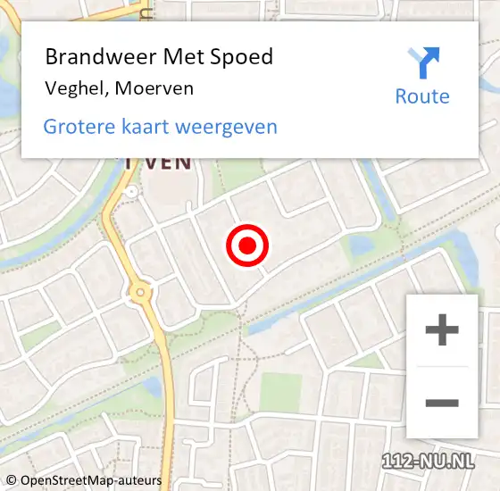 Locatie op kaart van de 112 melding: Brandweer Met Spoed Naar Veghel, Moerven op 2 juli 2018 01:59