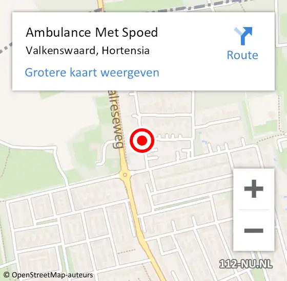 Locatie op kaart van de 112 melding: Ambulance Met Spoed Naar Valkenswaard, Hortensia op 2 juli 2018 03:43
