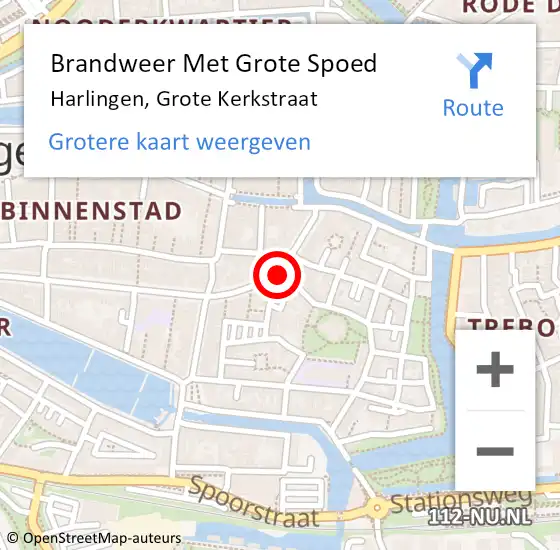 Locatie op kaart van de 112 melding: Brandweer Met Grote Spoed Naar Harlingen, Grote Kerkstraat op 2 juli 2018 03:47