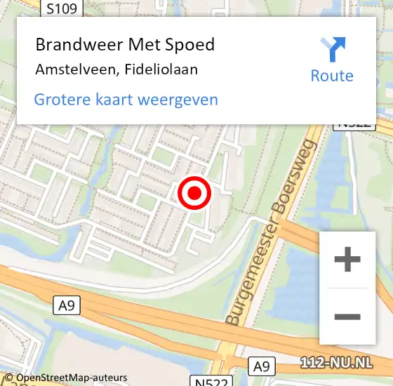 Locatie op kaart van de 112 melding: Brandweer Met Spoed Naar Amstelveen, Fideliolaan op 2 juli 2018 05:37