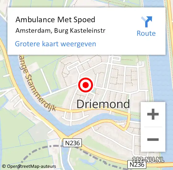 Locatie op kaart van de 112 melding: Ambulance Met Spoed Naar Amsterdam, Burg Kasteleinstr op 2 juli 2018 12:01