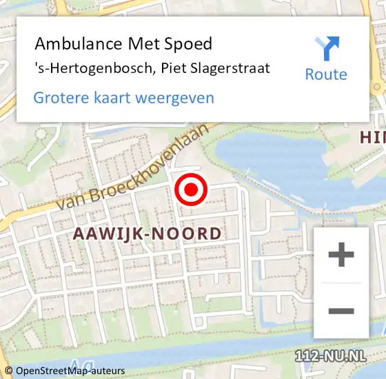 Locatie op kaart van de 112 melding: Ambulance Met Spoed Naar 's-Hertogenbosch, Piet Slagerstraat op 2 juli 2018 13:21