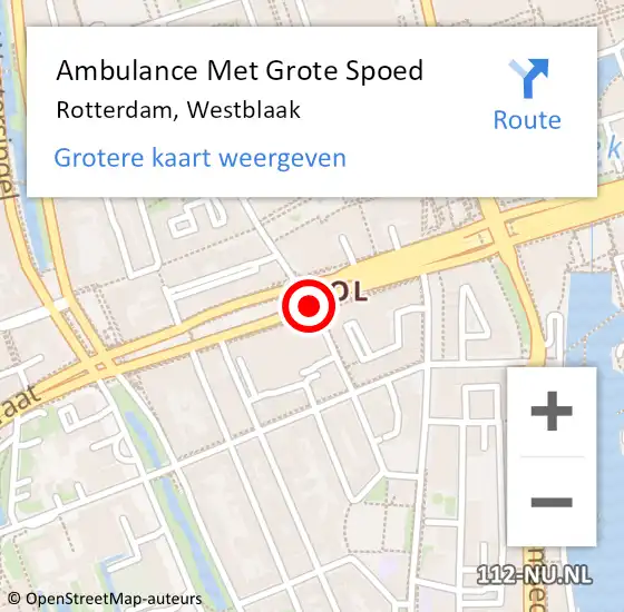 Locatie op kaart van de 112 melding: Ambulance Met Grote Spoed Naar Rotterdam, Westblaak op 2 juli 2018 13:42