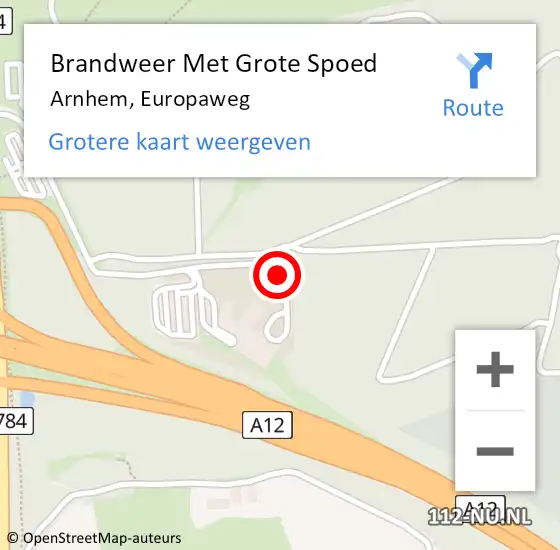 Locatie op kaart van de 112 melding: Brandweer Met Grote Spoed Naar Arnhem, Europaweg op 2 juli 2018 16:29
