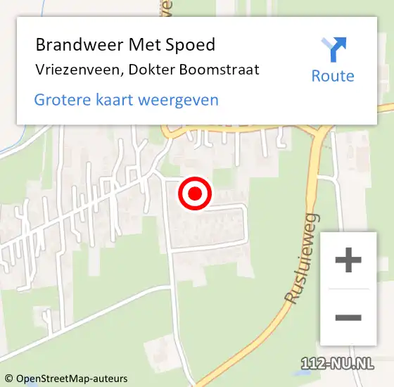 Locatie op kaart van de 112 melding: Brandweer Met Spoed Naar Vriezenveen, Dokter Boomstraat op 2 juli 2018 18:32