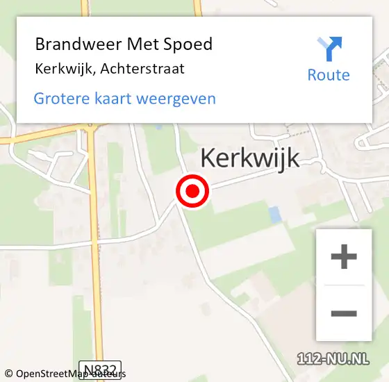 Locatie op kaart van de 112 melding: Brandweer Met Spoed Naar Kerkwijk, Achterstraat op 2 juli 2018 20:07