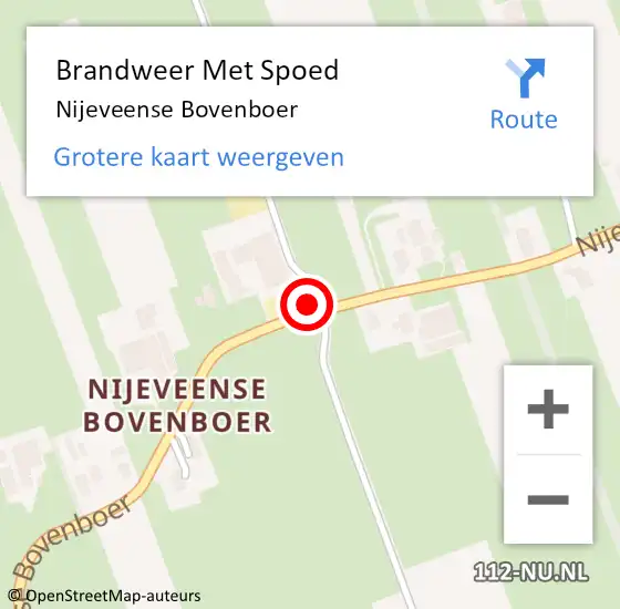 Locatie op kaart van de 112 melding: Brandweer Met Spoed Naar Nijeveense Bovenboer op 3 juli 2018 06:49