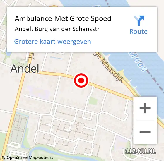 Locatie op kaart van de 112 melding: Ambulance Met Grote Spoed Naar Andel, Burg van der Schansstr op 3 juli 2018 08:57