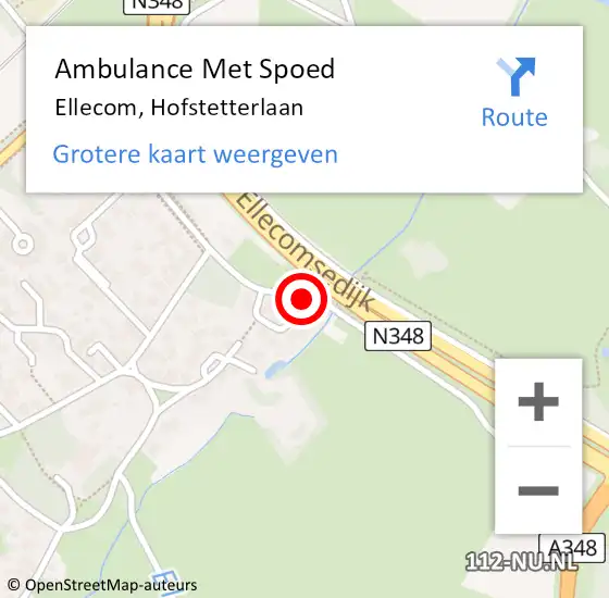 Locatie op kaart van de 112 melding: Ambulance Met Spoed Naar Ellecom, Hofstetterlaan op 3 juli 2018 11:27