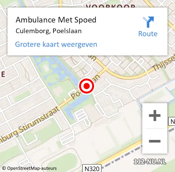 Locatie op kaart van de 112 melding: Ambulance Met Spoed Naar Culemborg, Poelslaan op 3 juli 2018 13:49