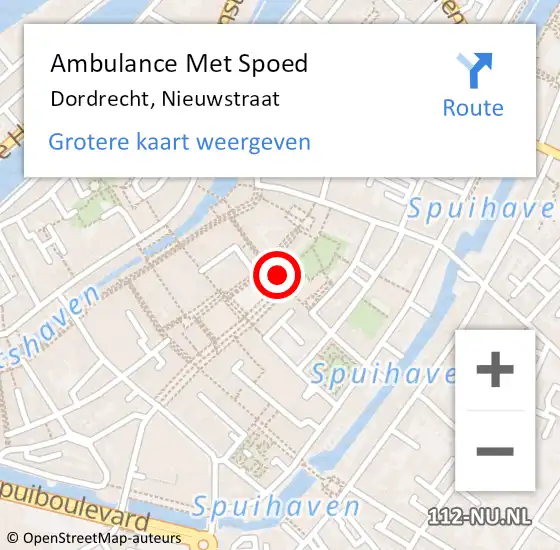 Locatie op kaart van de 112 melding: Ambulance Met Spoed Naar Dordrecht, Nieuwstraat op 3 juli 2018 14:47